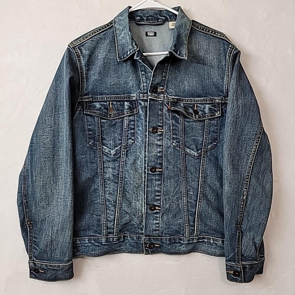 VTG LEVI'S Mens Denim Trucker Jacket WPL 423 Type III Size M Black Label Y2k